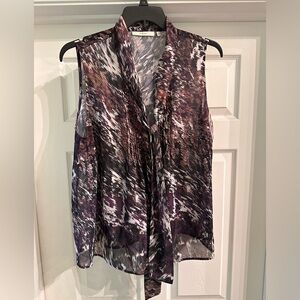 Sleeveless chiffon knot neck blouse